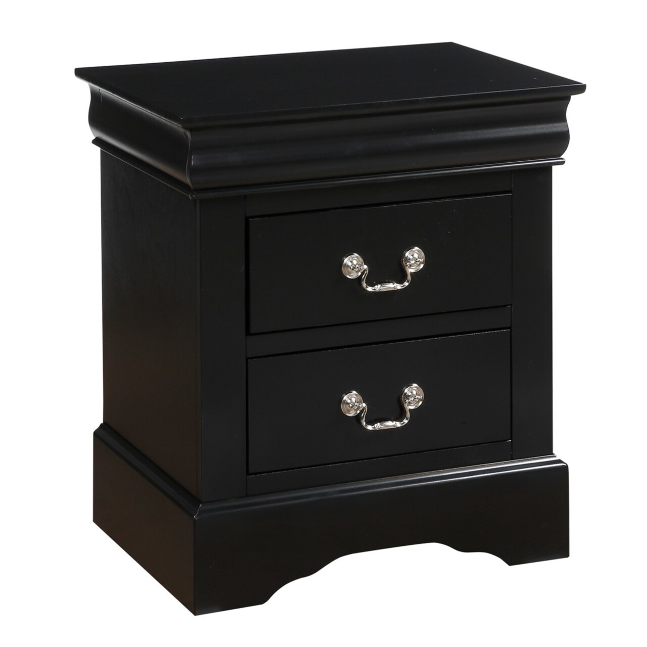 ACME Traditional 2 Drawers wood Nightstand By Louis Philippe III, Black- Saltoro Sherpi